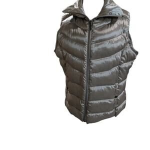 Liz Claiborne Puffer Vest Silver Duck Feather Down Filled Zippered top Size XL